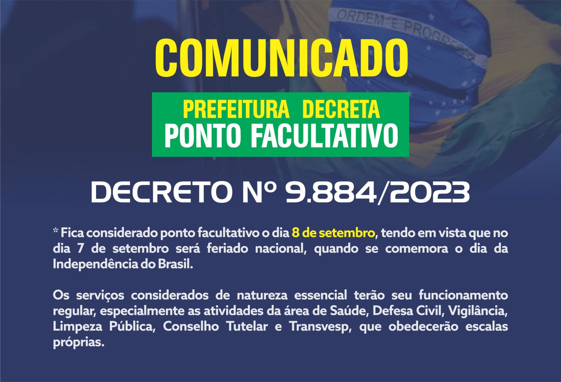 8 De Setembro Ponto Facultativo Prefeitura Municipal De Vespasiano