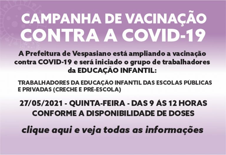 Vacinação Profissionais da Educação  Infantil