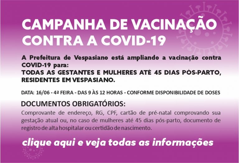 Vacinação gestantes e mulheres pós-parto