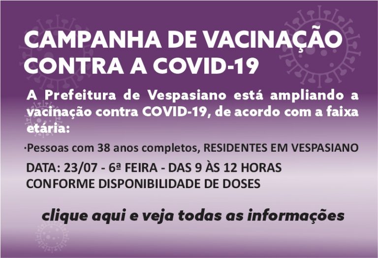 Vacinação contra COVID-19 para maiores de 38 anos