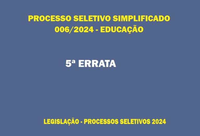 5ª Errata PSS 006/2024