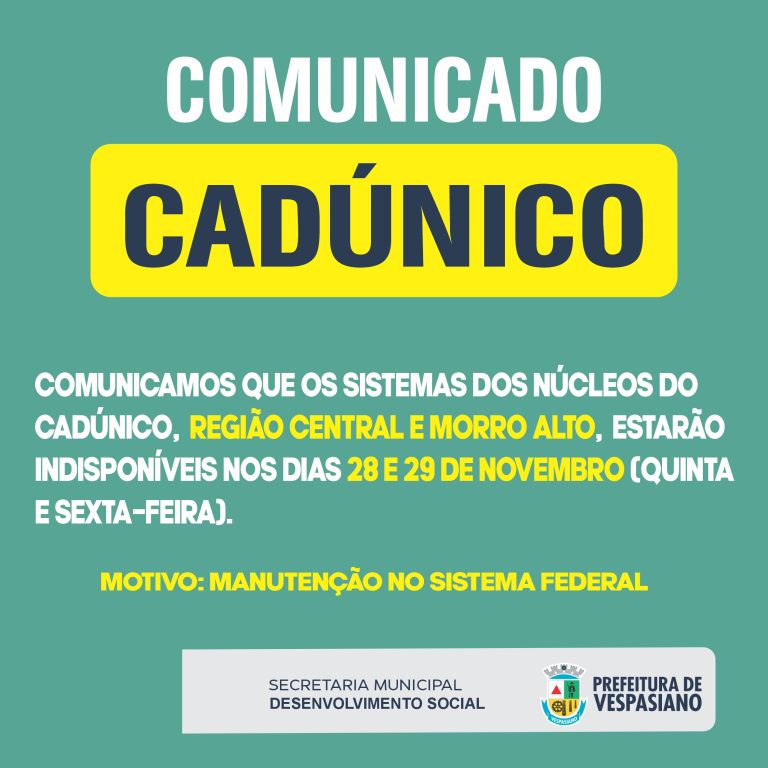 Atenção usuários do Cadúnico