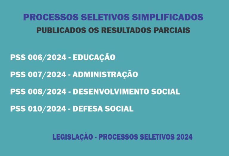 Resultados Parciais Processos seletivos